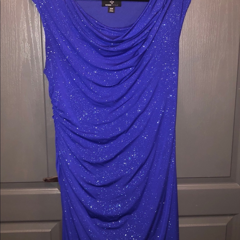 Beautiful deep purple/purple cocktail dress.  C. 41.5 in from shoulder to hem